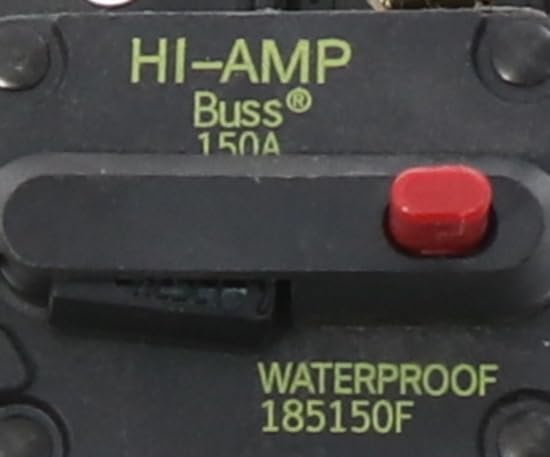 Bussmann CB185 in a boat electrical locker illustrating ignition-protected marine use