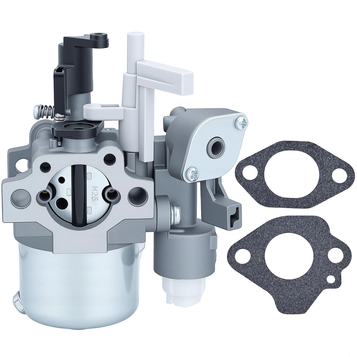 Butom carburetor front view showing body and intake, improves fuel delivery