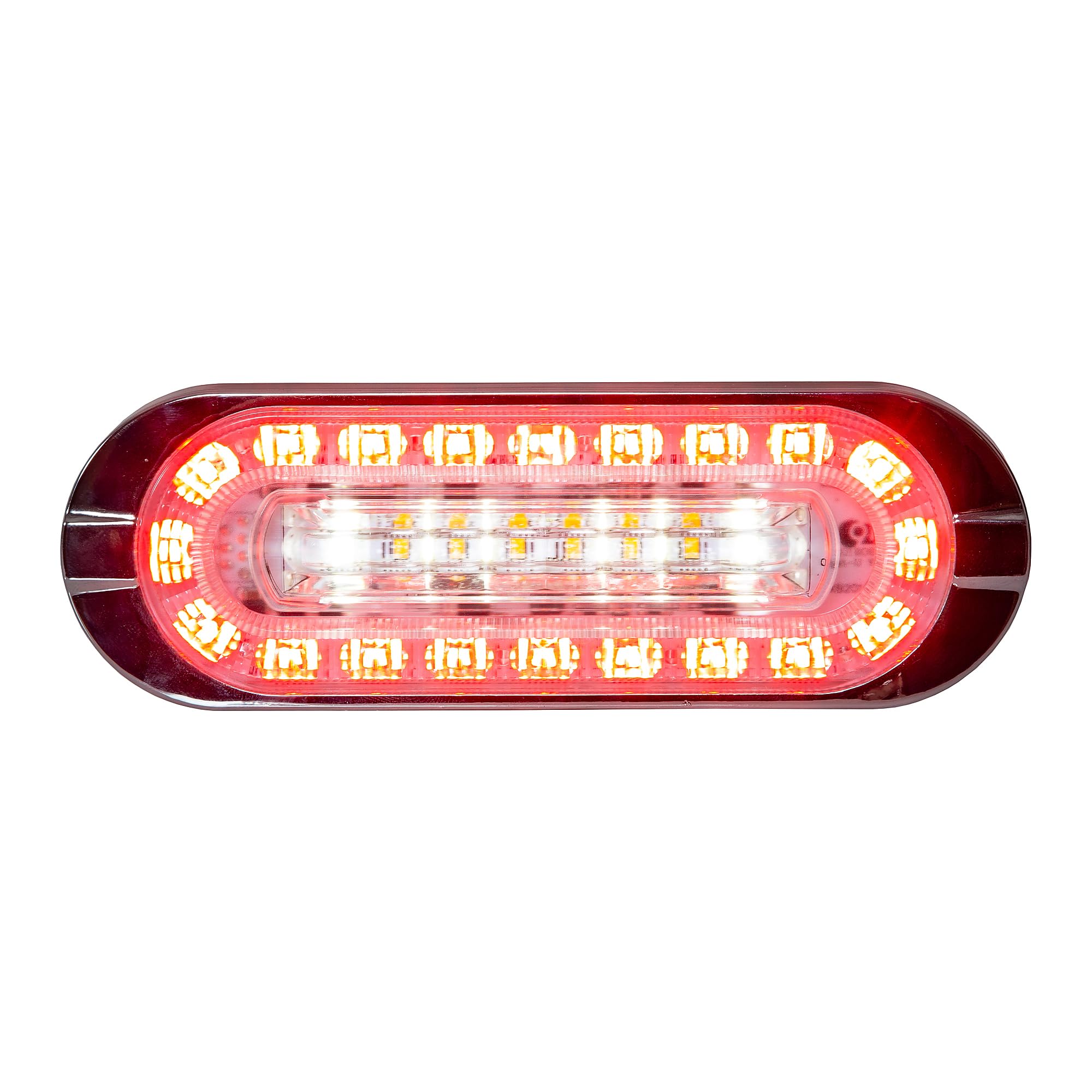 Buyers Products front view of 6-inch oval LED light showing functions and compact design