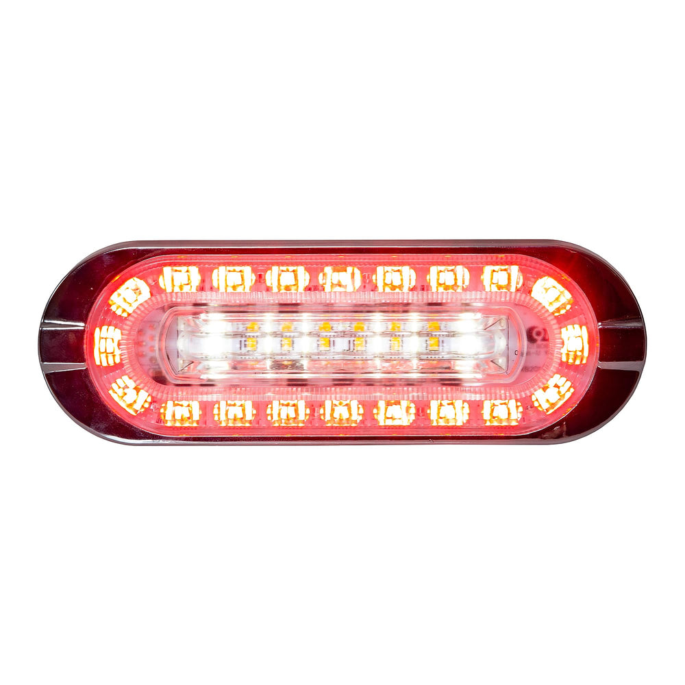 Buyers Products front view of 6-inch oval LED light showing functions and compact design