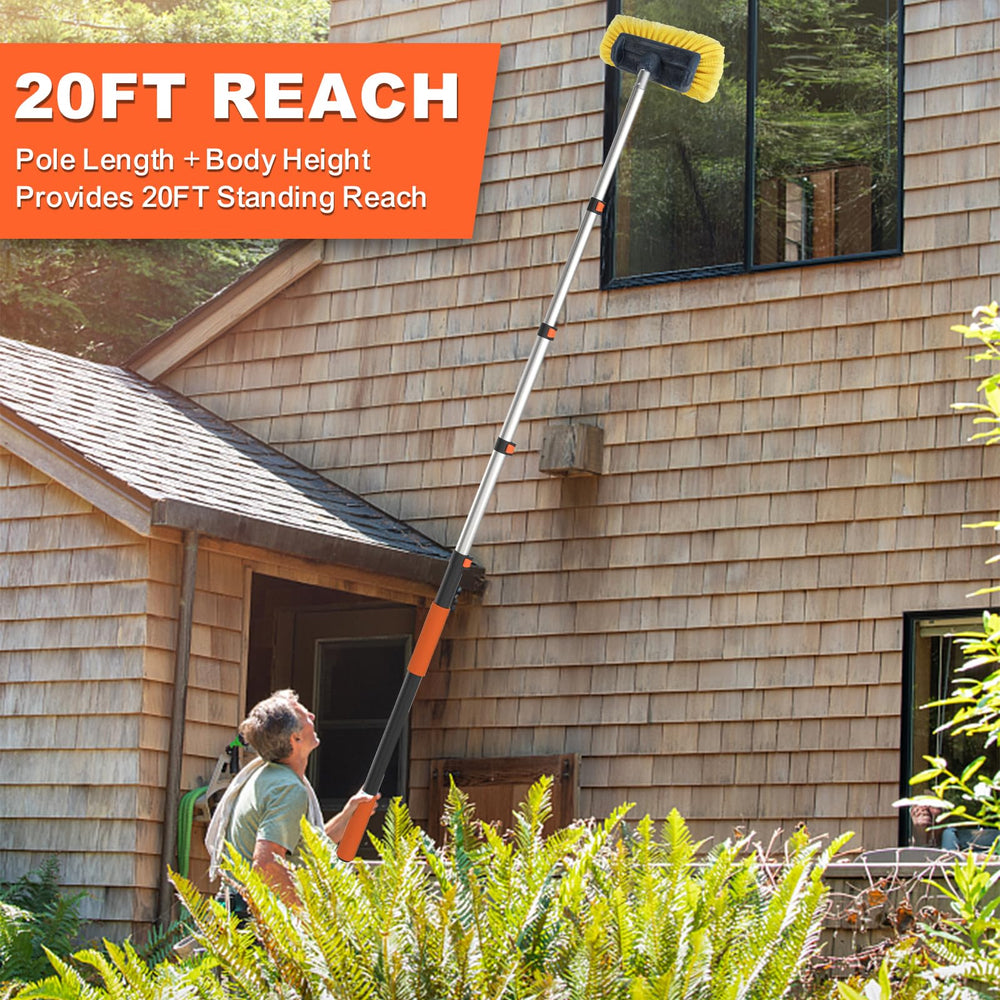 Buyplus cleaning car roof with pole, reaches high areas without ladder