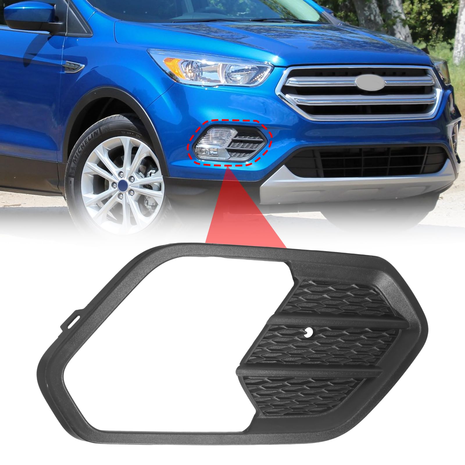 BXZ bezel installed on Ford Escape right bumper demonstrating accurate alignment
