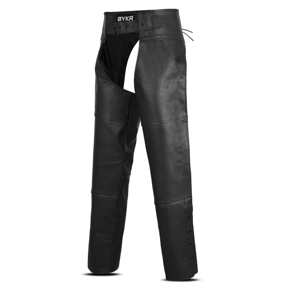 BYKR front view chaps showing full-length protection and classic style