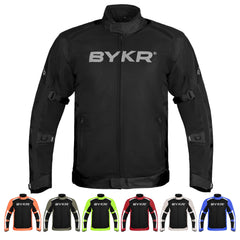 BYKR front view jacket showing breathable mesh and protective layout