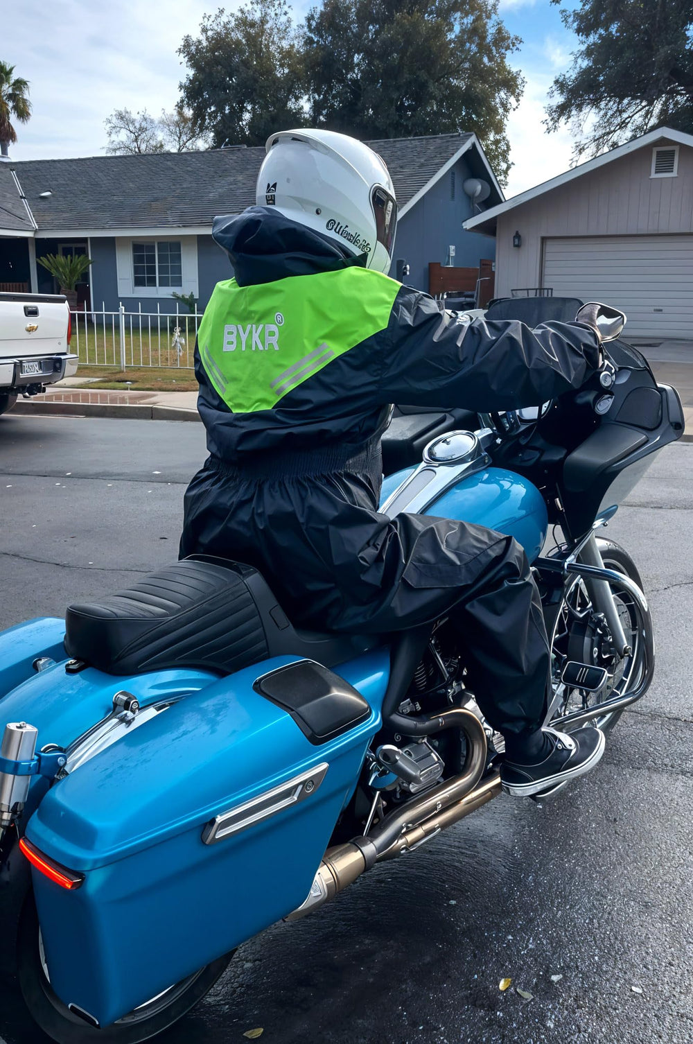 BYKR in-use motorcycle commute demonstrating protection and mobility