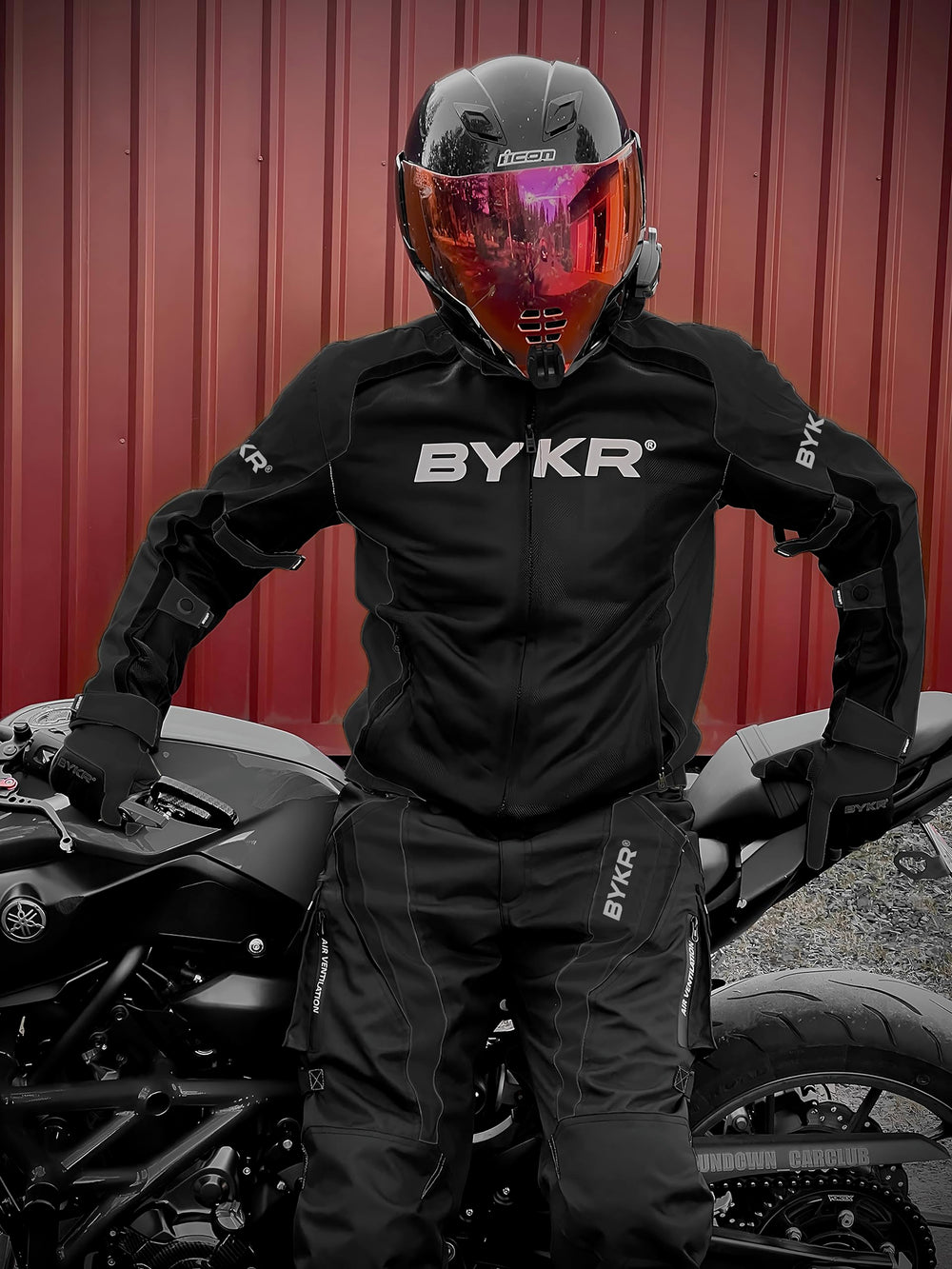 BYKR jacket with helmet for scale and outfit coordination
