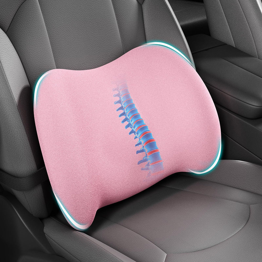 BYMECOST front view of lumbar pillow showing shape and branding for better posture