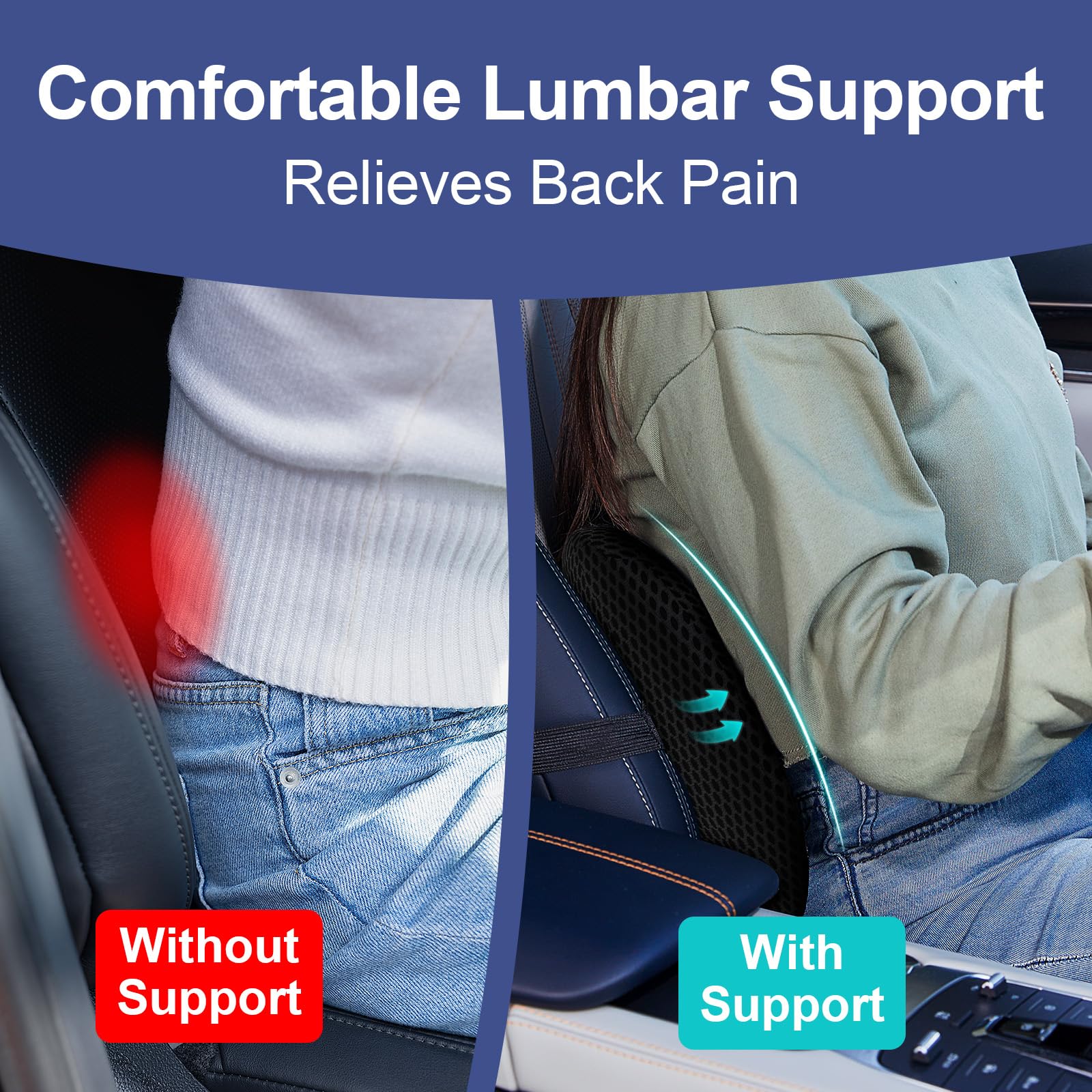 BYMECOST installed in car seat illustrating improved driving comfort benefit