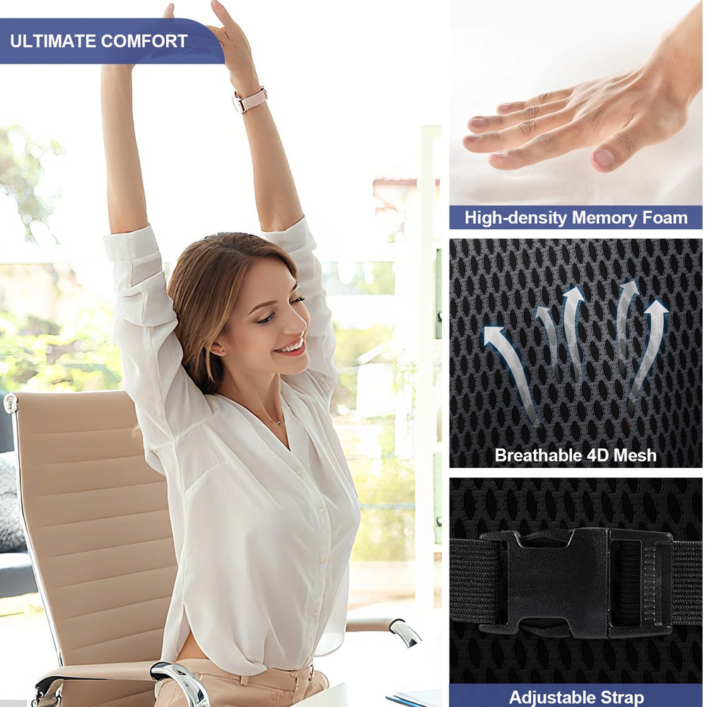 BYMECOST placed on office chair showing posture support benefit