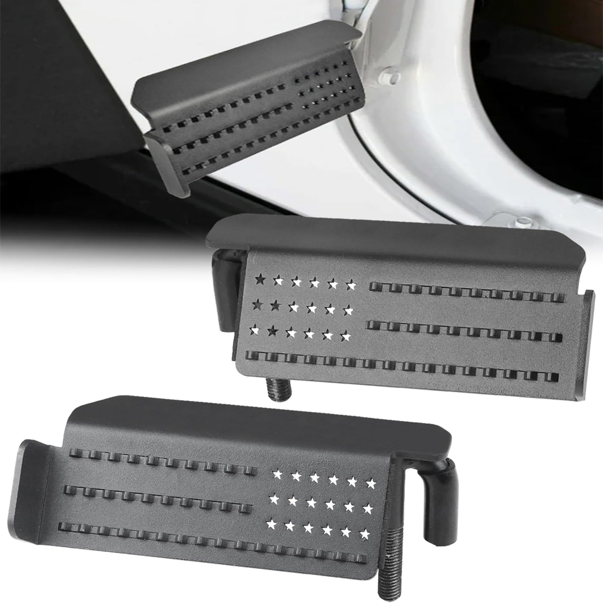 BystralX front-mounted foot pegs on Wrangler showing sturdy platform and quick install