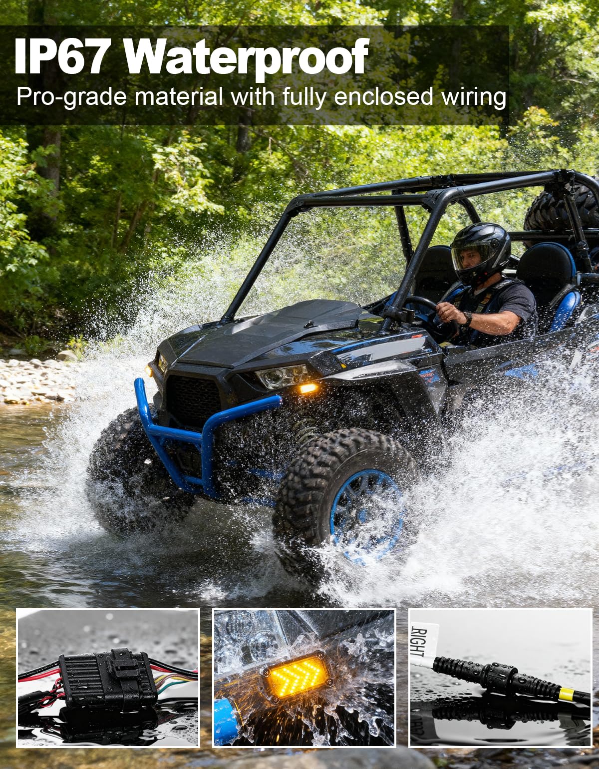 BystralX UTV on trail with kit installed illustrating real-world use and safety