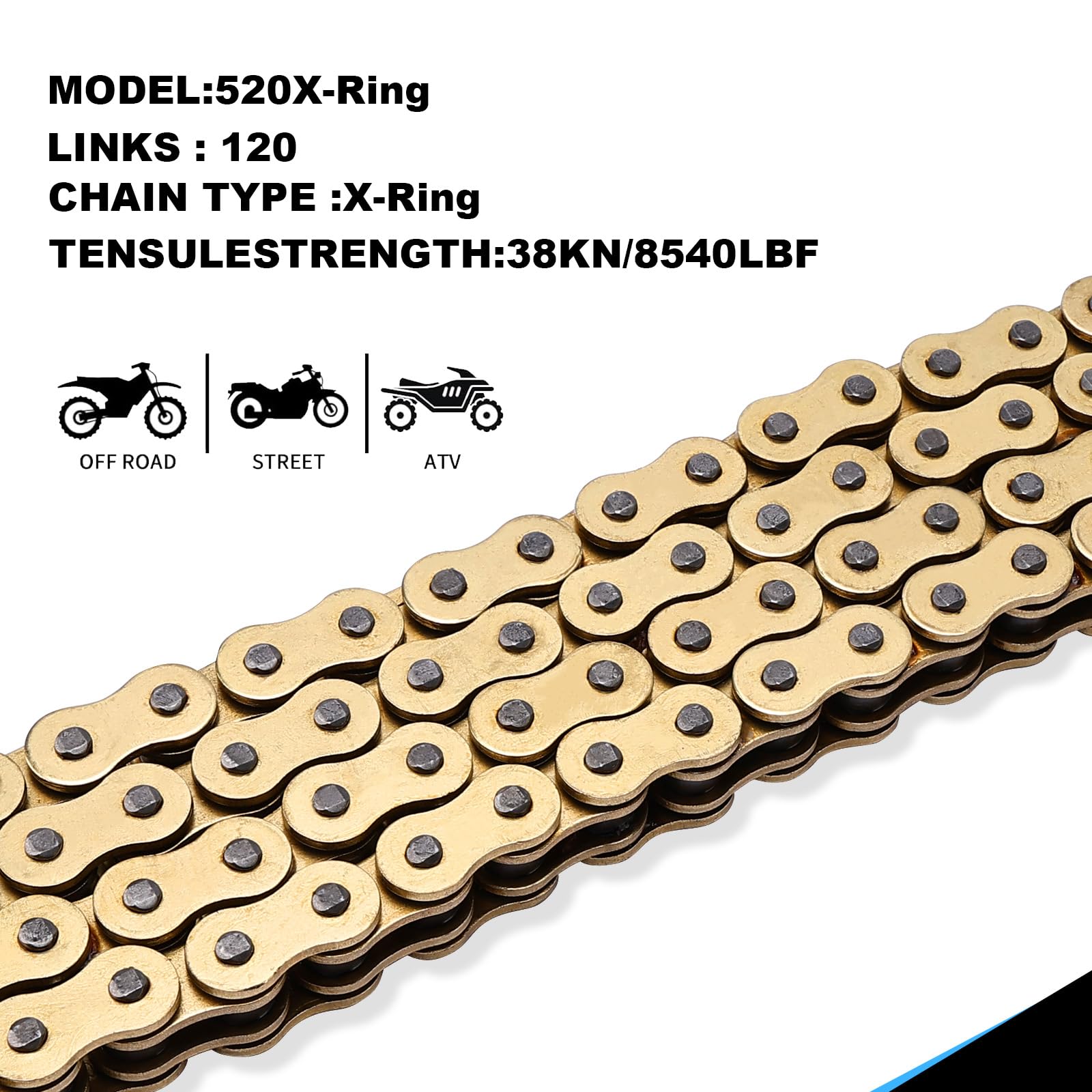 C-Tzu chain on a motorcycle in outdoor setting suggesting durable performance