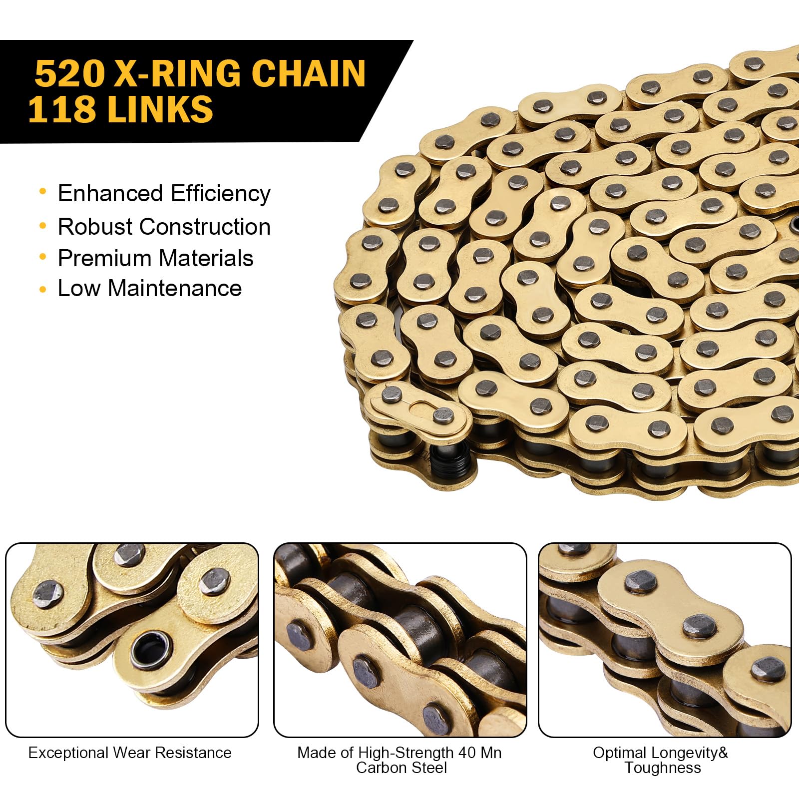 C-Tzu chain laid alongside ruler showing 118-link length and sizing clarity