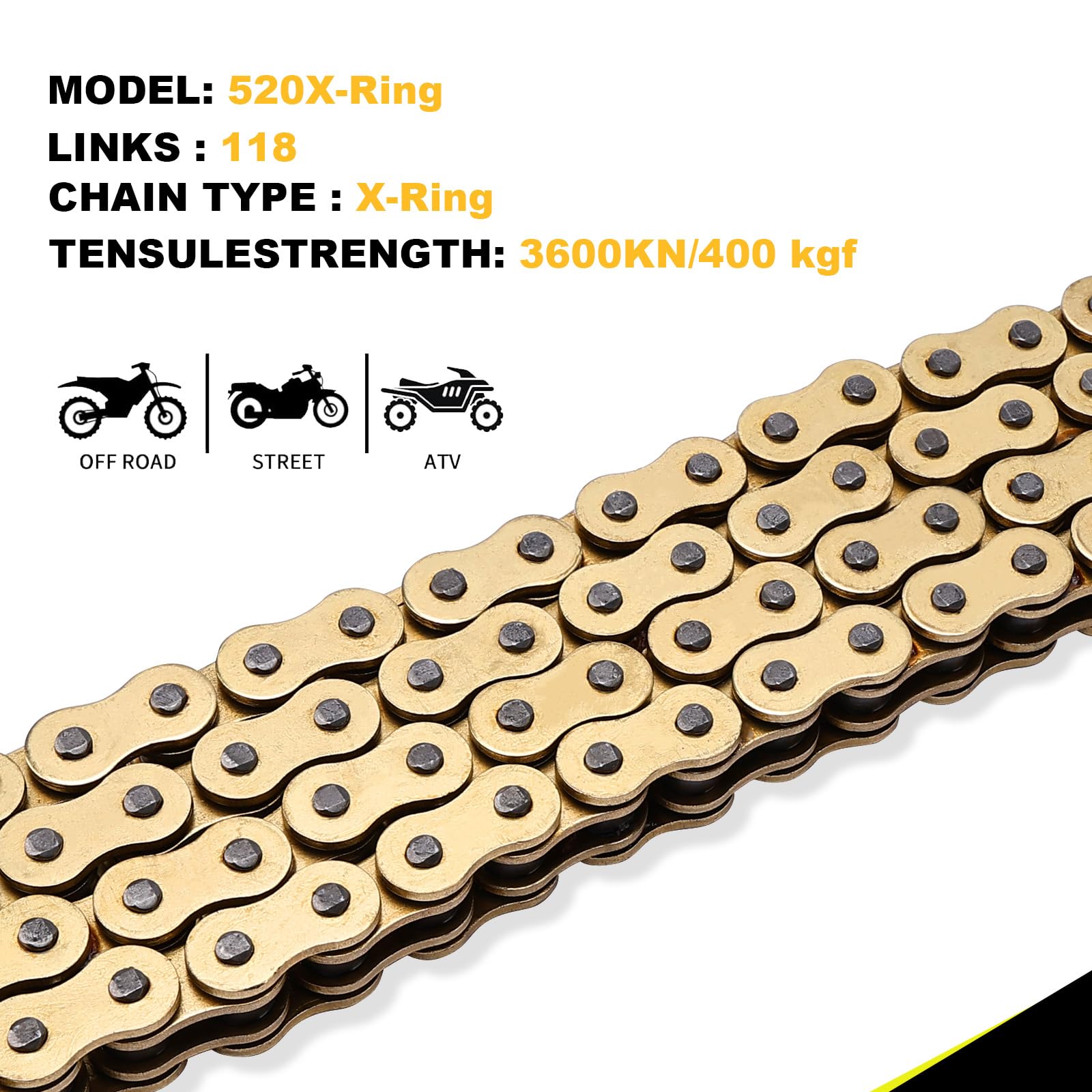 C-Tzu chain on a dual-sport bike illustrating rugged use and visual upgrade