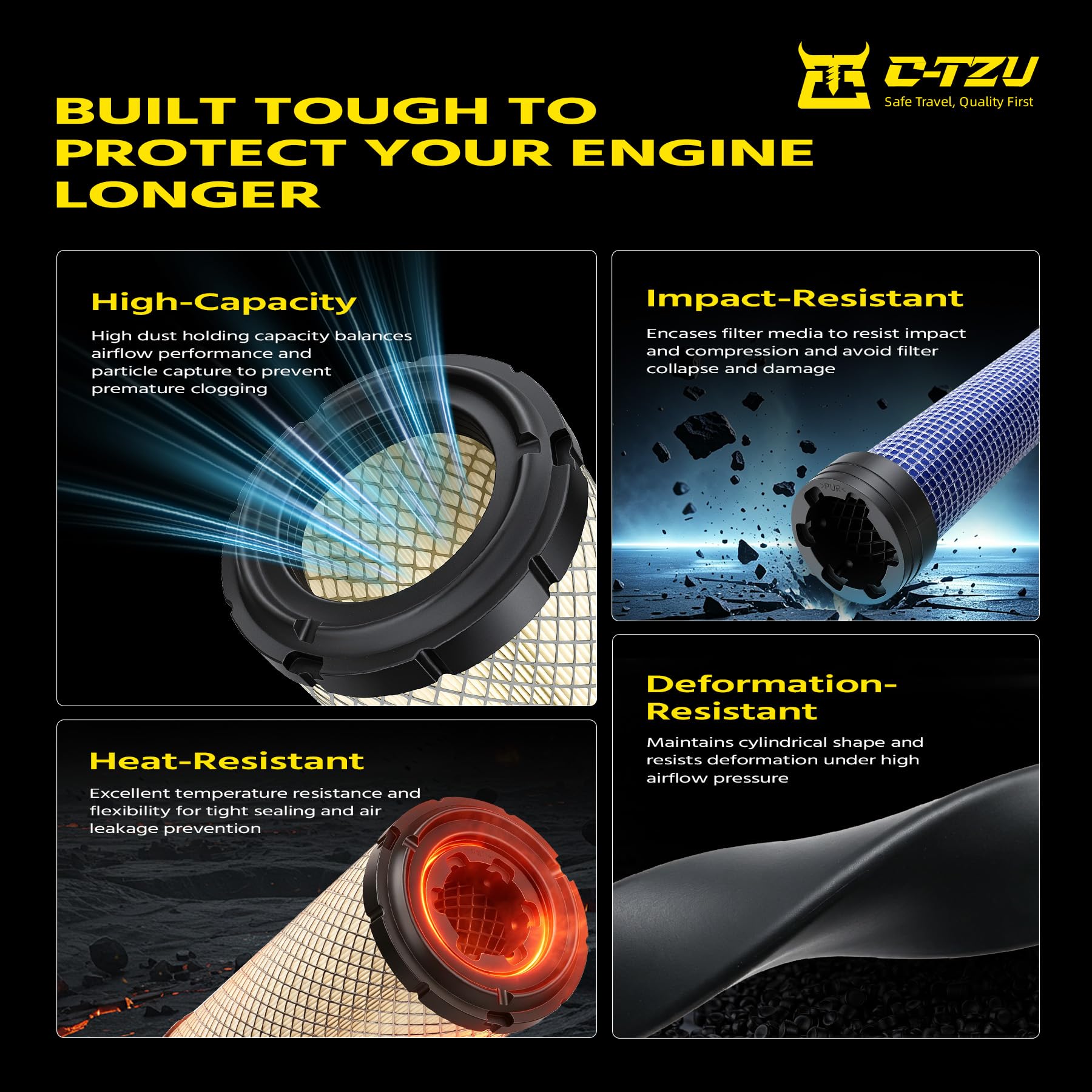 C-Tzu inner filter closeup of pleated media for fine particle retention