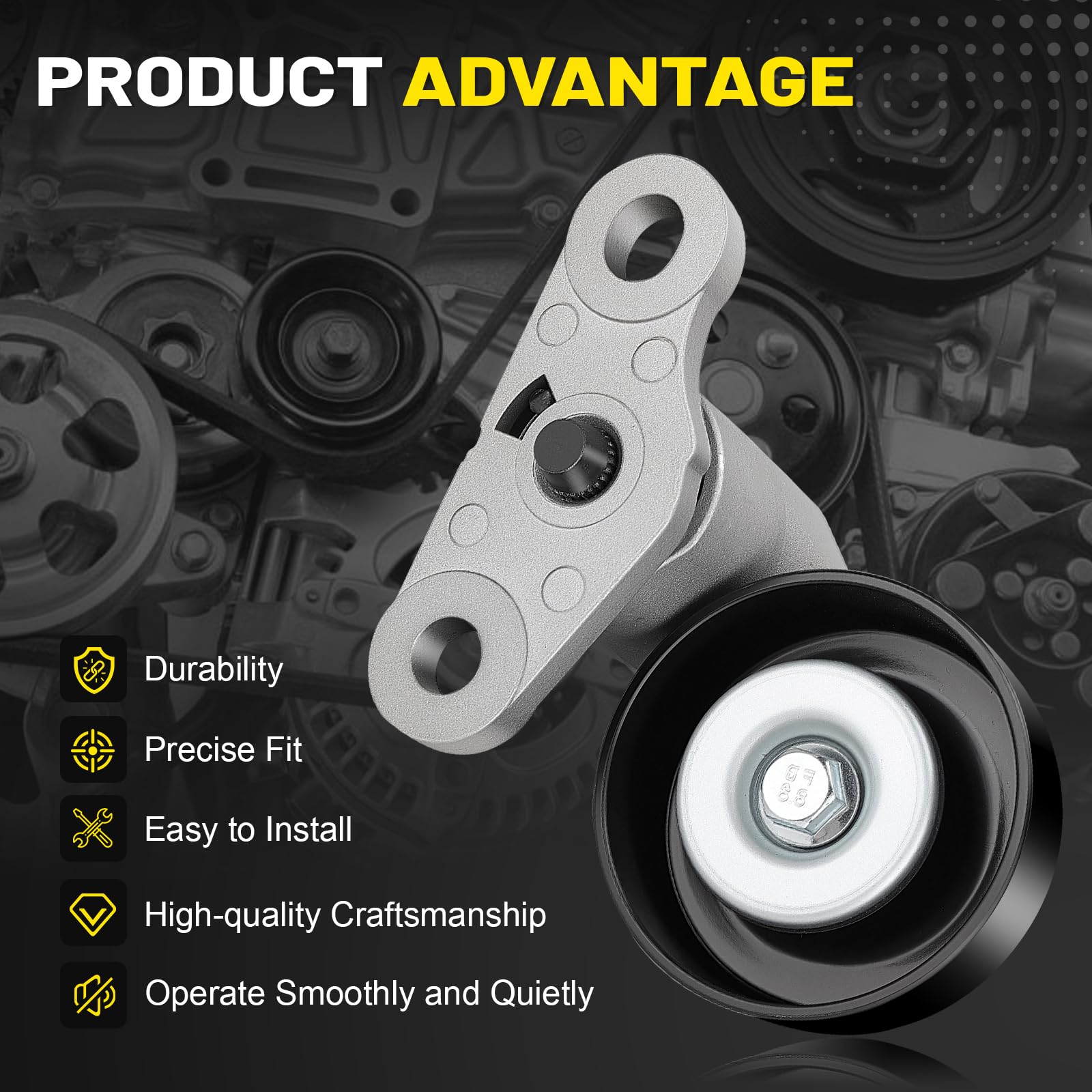 C-Tzu tensioner mounted on engine demonstrating fit on GM accessory drive