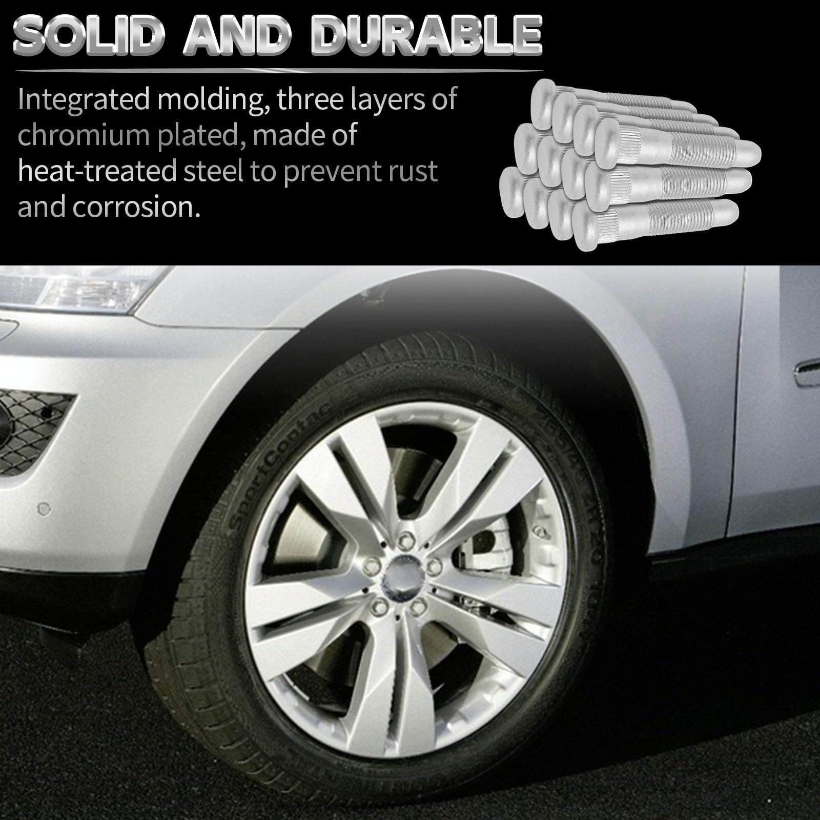 CADUFUELLY stud installed in wheel hub, demonstrating proper seating and safety