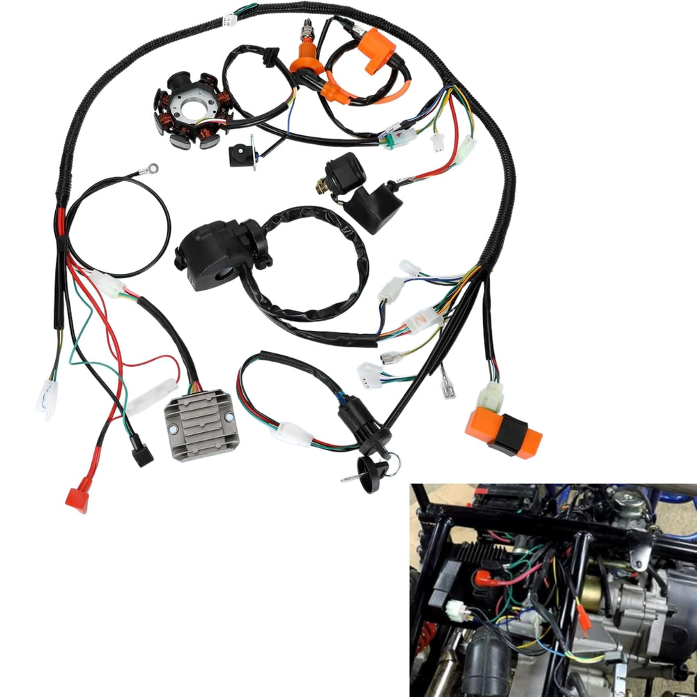 CAFEZAYO installed wiring harness on 150cc ATV showing neat routing and fitment