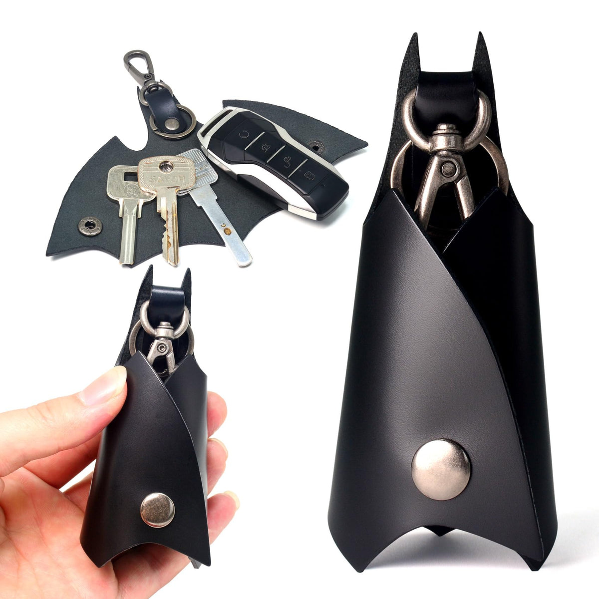 CAILLU bat keychain front view showing silhouette and durable design