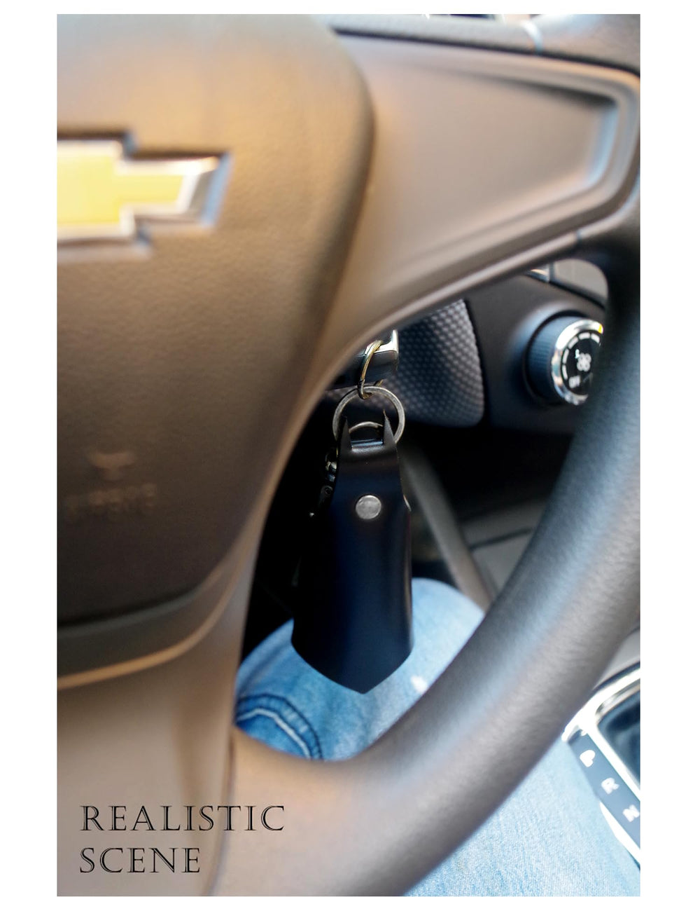 CAILLU attached to a car key fob demonstrating secure fit