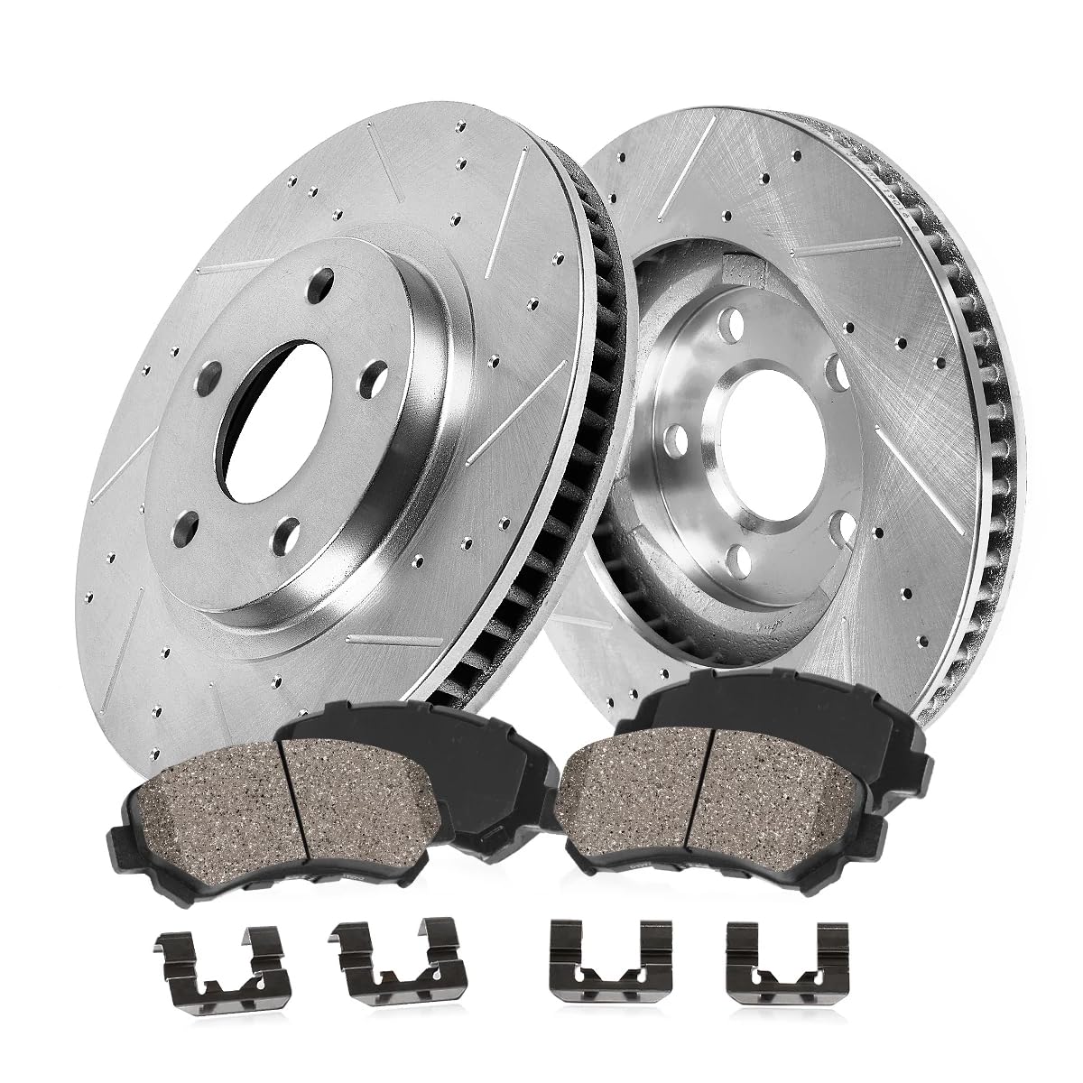 Callahan BRAKE PARTS front kit front view showing rotors and pads for correct fit