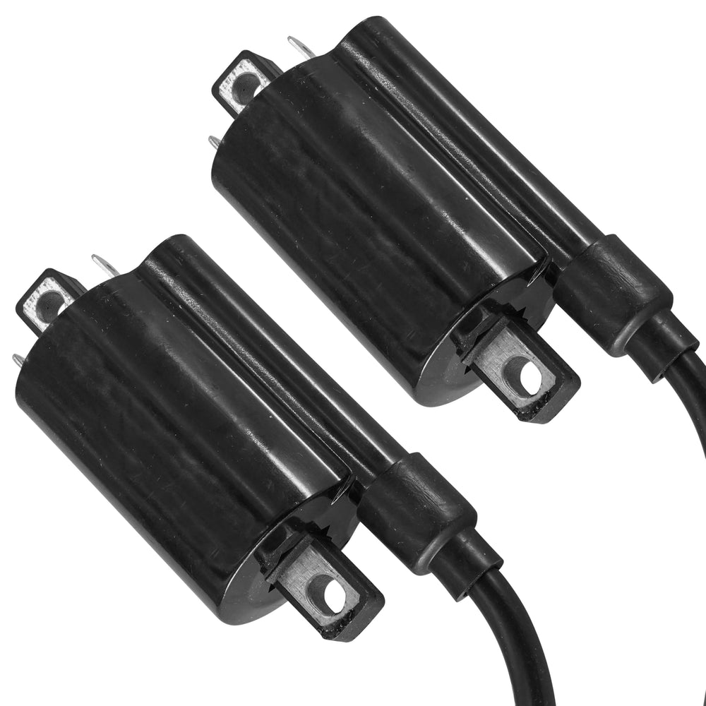Caltric ignition coil next to ruler showing size and simple installation scale