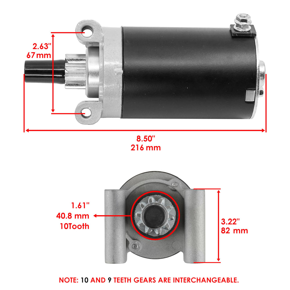Caltric starter gear pinion closeup showing 9-tooth clarity benefit