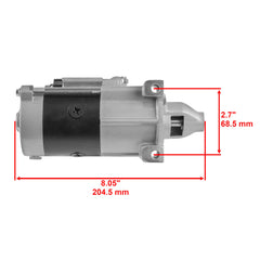 Caltric starter mounting flange detail showing bolt holes and alignment for precise installation