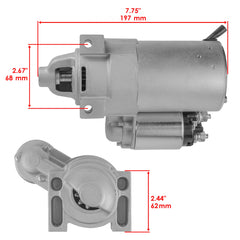 Caltric starter side profile displaying length and mounting alignment benefit