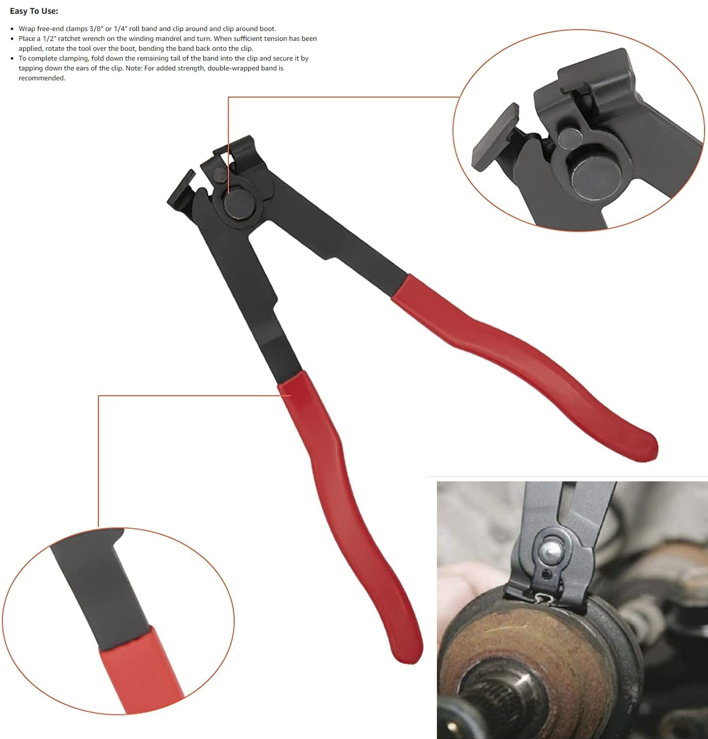 CALU LUKY crimping pliers close-up showing hardened jaws and built-in cutter benefit
