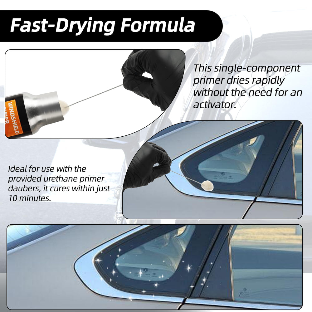Calvana primer texture on glass highlighting fast-drying action