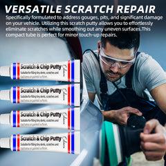 Calvana putty applied to car panel demonstrating smooth filling benefit