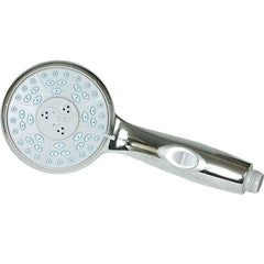 Camco 43710 front face showing chrome finish and five spray patterns benefit efficient rinsing