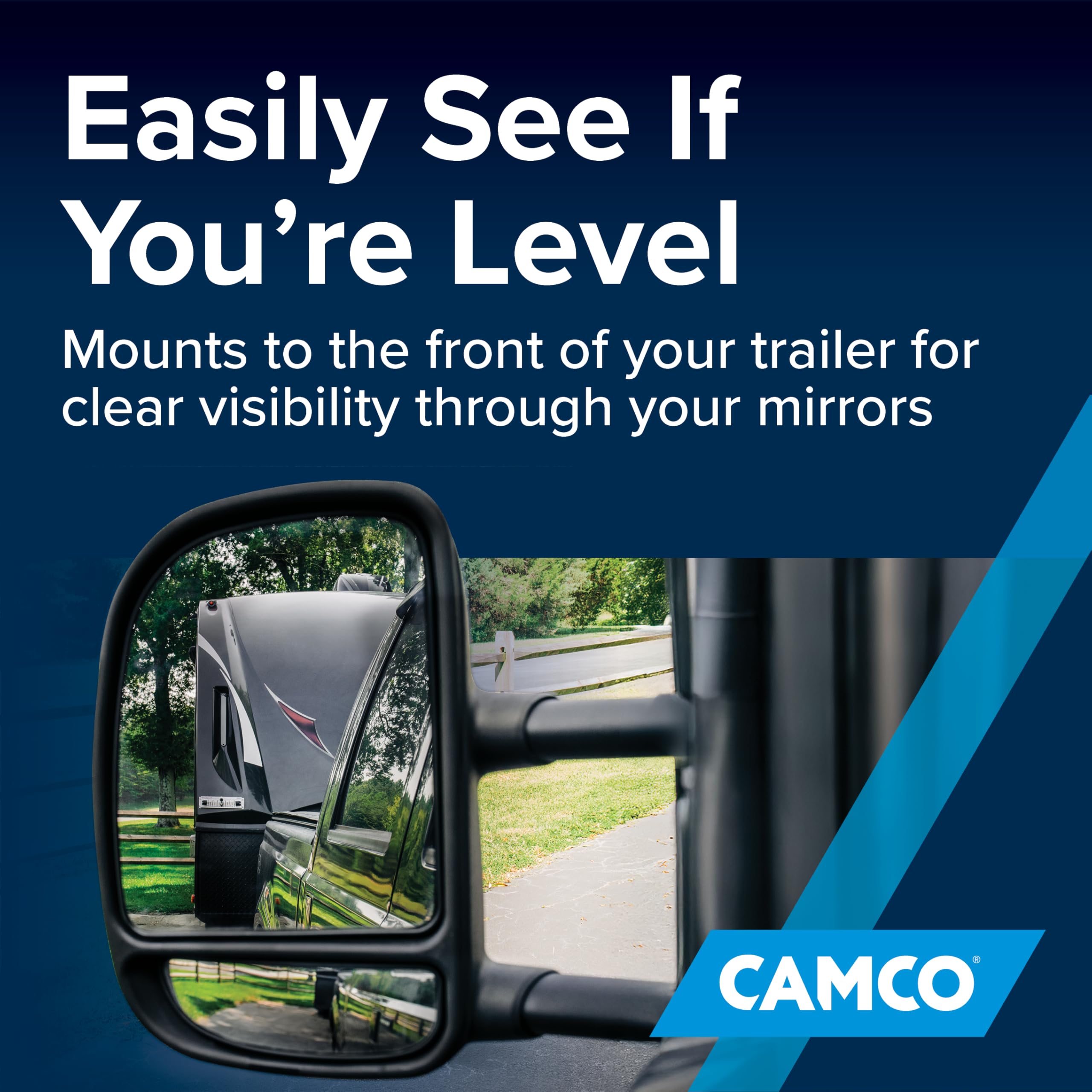 Camco AccuLevel on camper at campsite improving setup speed and comfort