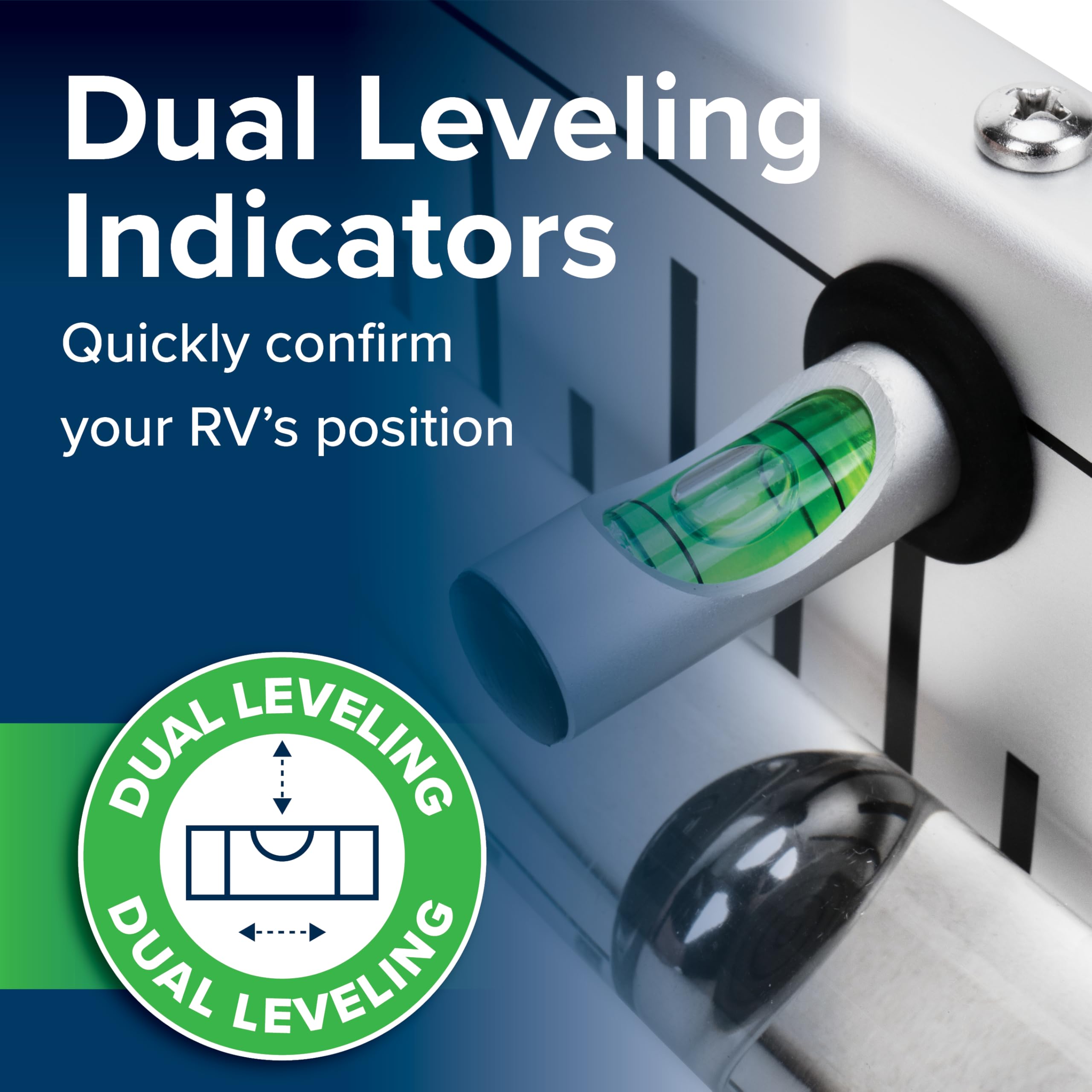 Camco AccuLevel small vial detail for accurate front-to-back leveling