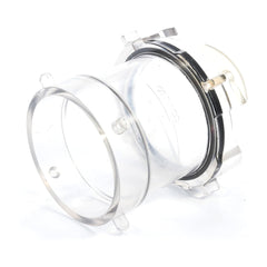 Camco clear adapter front view showing easy hookup benefit