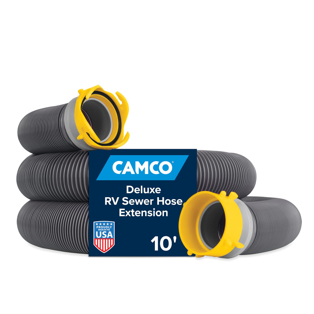 Camco front packaging showing product and length benefit