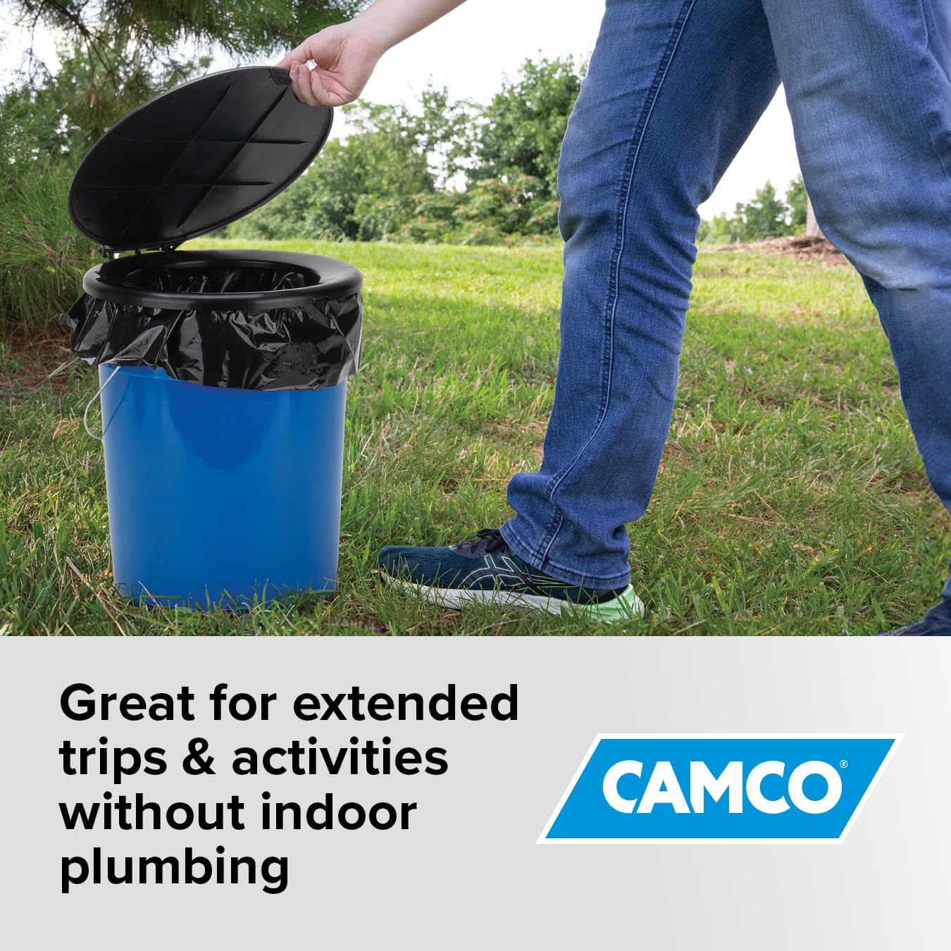 Camco disposable bag liners included for sanitary disposal
