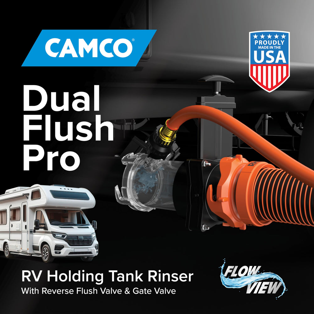 Camco Dual Flush Pro packaging and label highlighting Made in USA quality