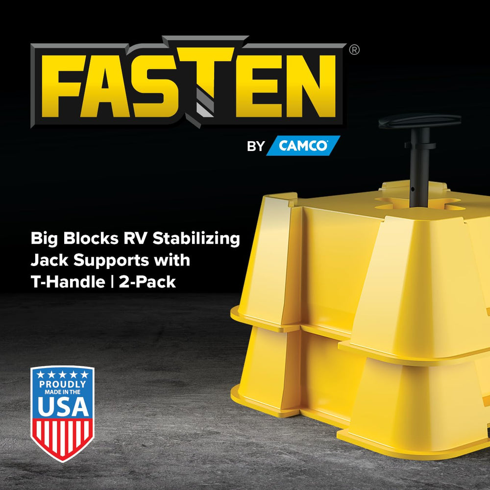 Camco FasTen Big Blocks top recess detail fitting 2x2 blocks for secure placement