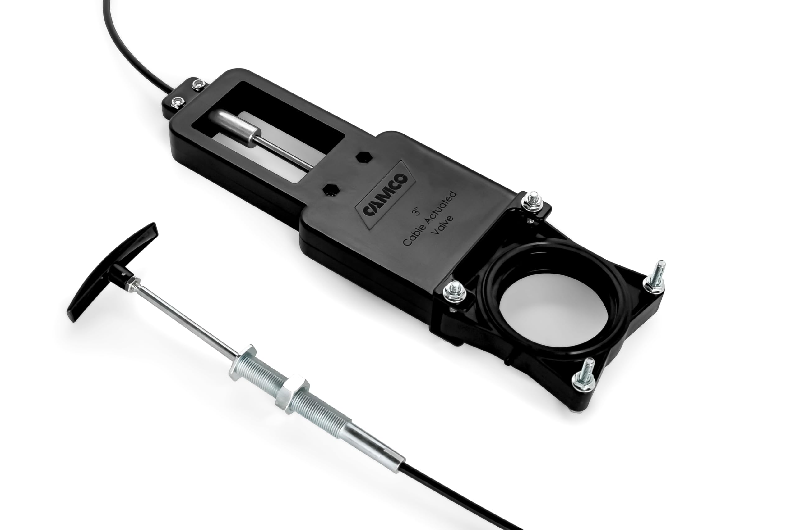 Camco close bracket detail showing secure handle mounting benefit