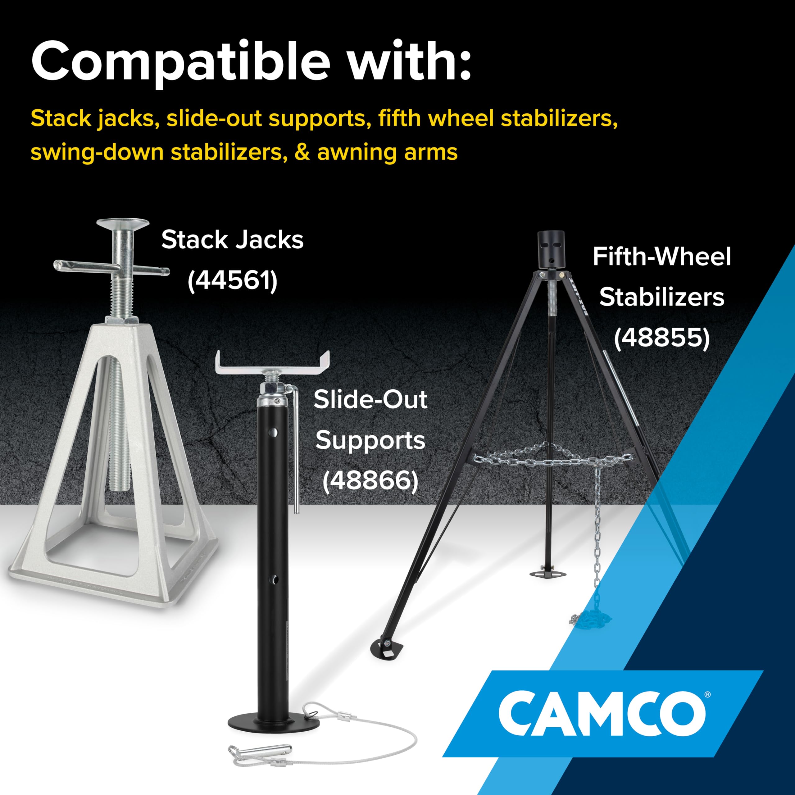 Camco pad next to boot for size comparison and clear footprint benefit