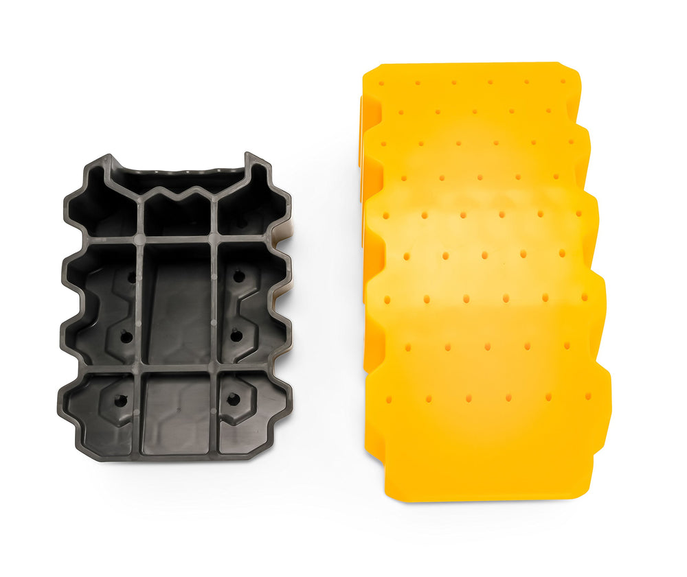 Camco leveler folded or stacked for storage highlighting space-saving benefit
