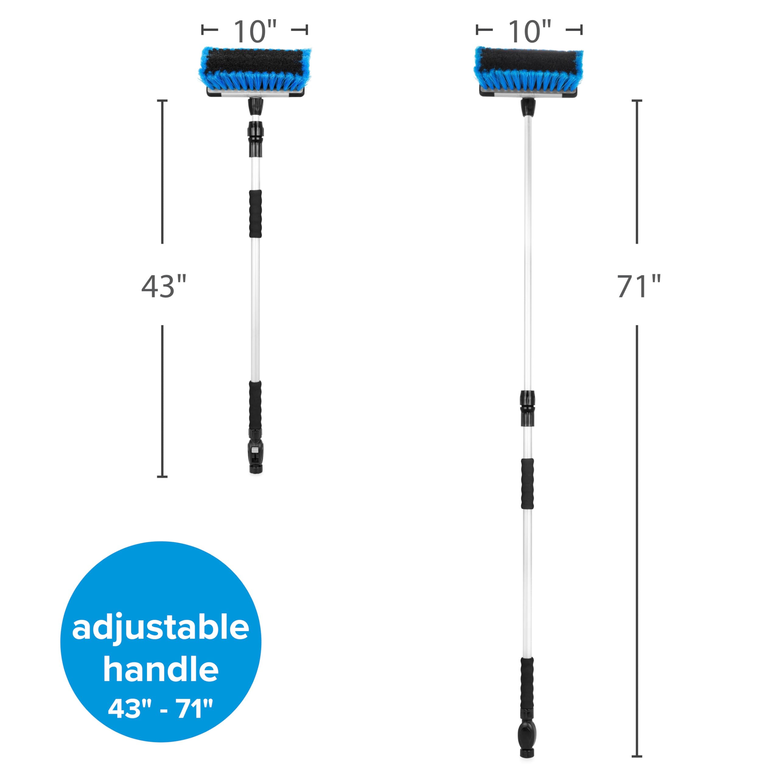 Camco locking brush head with rubber corners protecting surfaces from damage