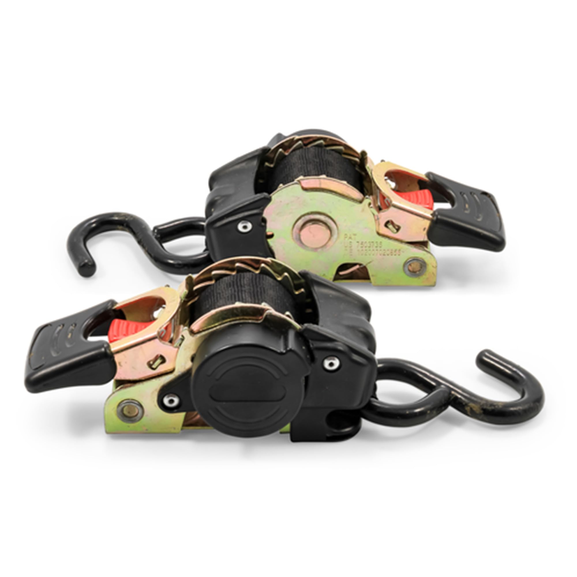 Camco retractable strap stored in housing preventing slack and reducing wear while traveling