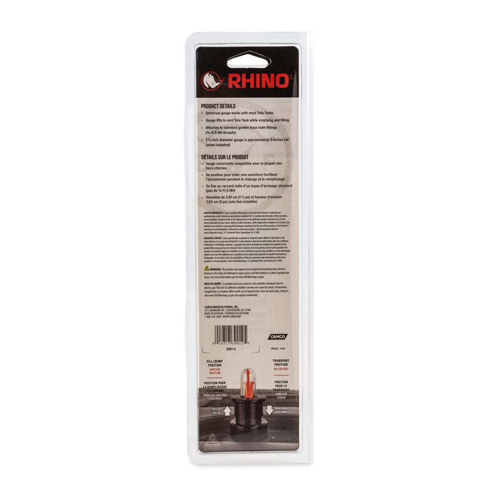 Camco Rhino gauge polymer texture close-up showing durable construction for longevity