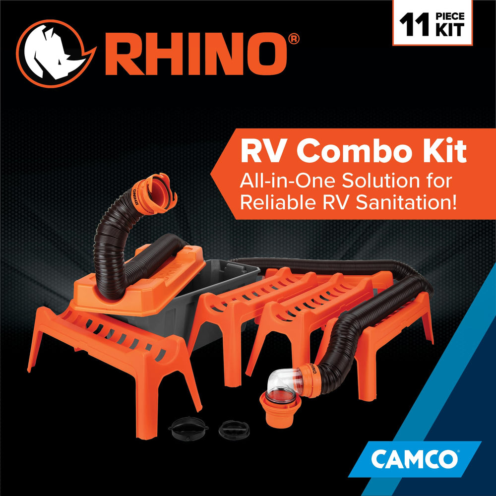 Camco close-up of RhinoFLEX hose texture showing durable kink-resistant construction benefit