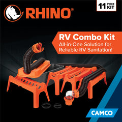 Camco close-up of RhinoFLEX hose texture showing durable kink-resistant construction benefit