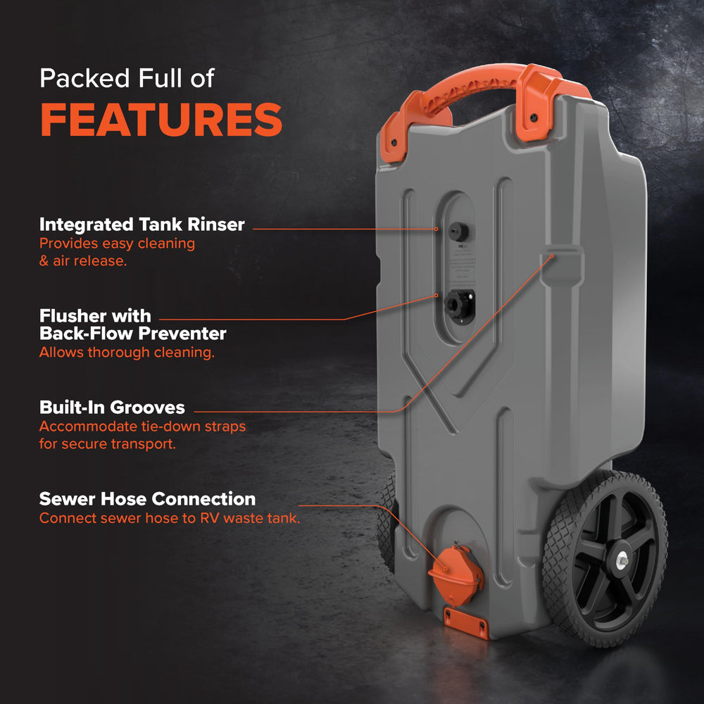 Camco Rhino interior rinser detail illustrating easy cleaning and complete rinse