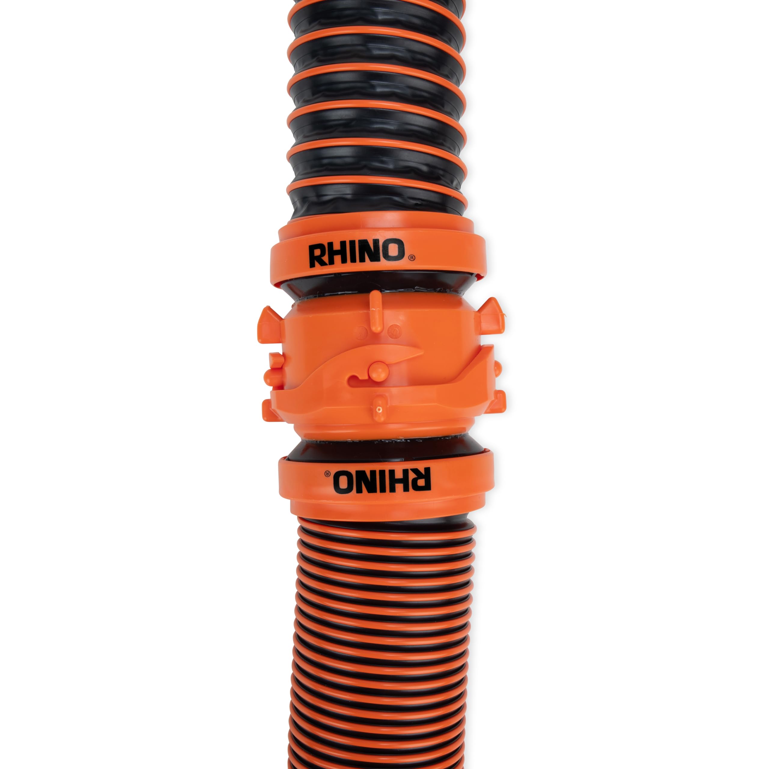 Camco RhinoEXTREME connection to RV sewer demonstrating quick, tool-free hookup